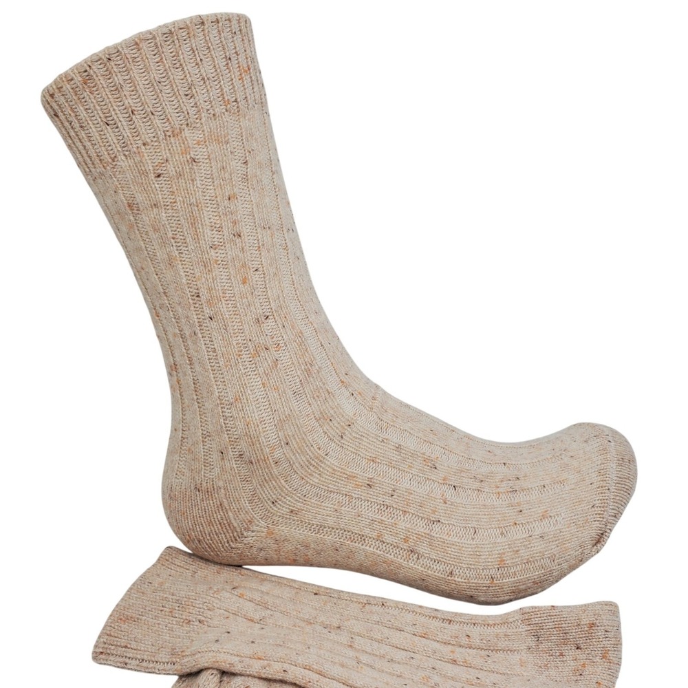 Cashmere Ankle Socks Tan Beige Medium Garnet Hill Ribbed 9-11 Warm Cozy Holiday